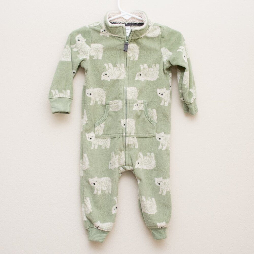 Carter's Fleece Polar Bear Print Zip Jumpsuit